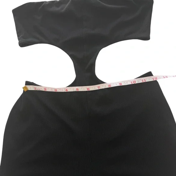 SUPERDOWN‎ Darcey Cut Out Jumpsuit Ribbed Black Strapless Flare Event Medium M - Picture 13 of 16